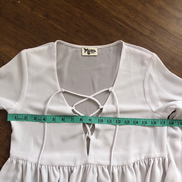 Show Me Your Mumu Babydoll Blouse Small Tie Top White Boho Peasant Romantic Poet - Picture 8 of 12